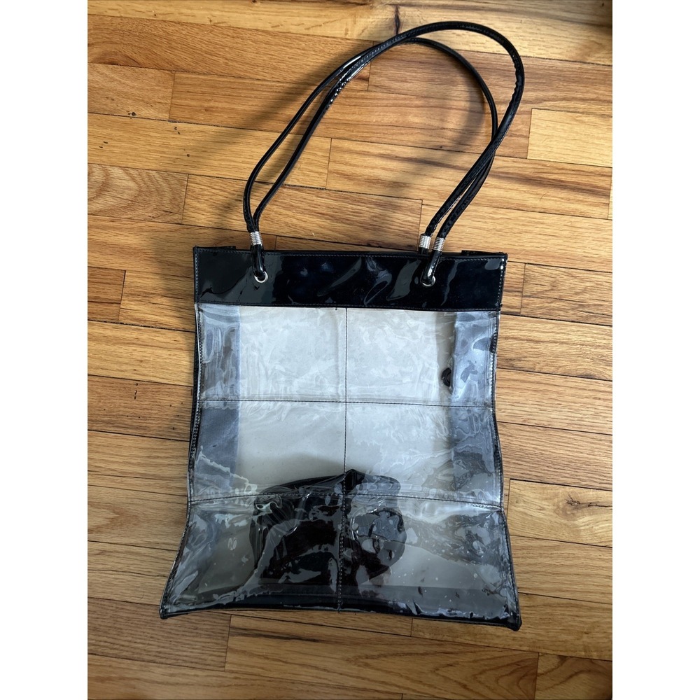 Vintage Avon black and Clear Vinyl Tote Bag New Without Tags, With Change Purse